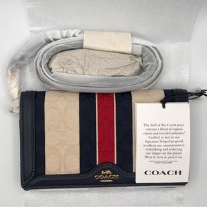 Coach Anna Foldover Clutch Crossbody In Signature Jacquard With Stripes